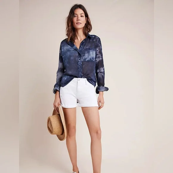 ANTHROPOLOGIE / PILCRO THE CATE CLASSIC TIE-DYE BUTTON DOWN SHIRT    LIKE NEW - Picture 3 of 11